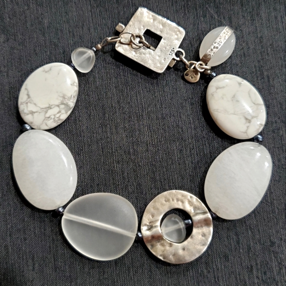 Rare Silpada Sterling White Jade Howlite Bracelet B1946